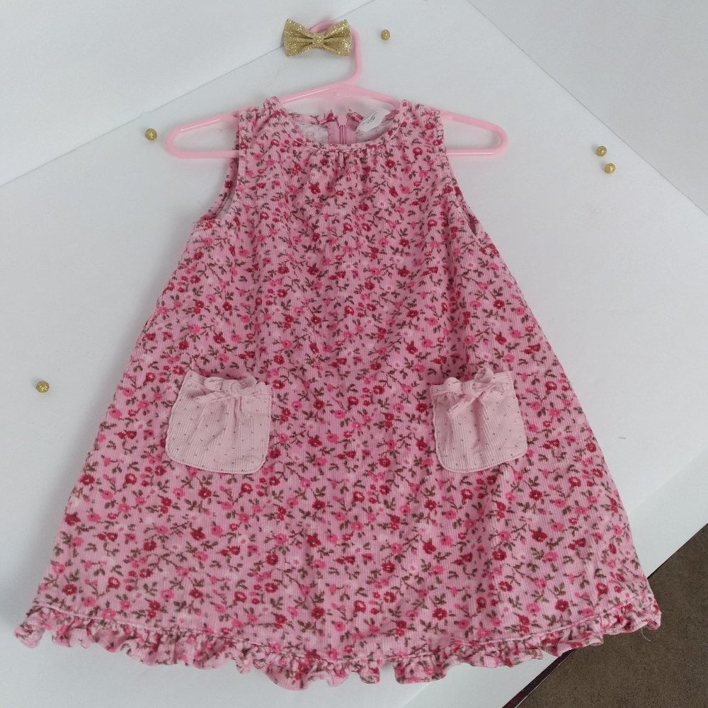 Pink Floral Corduroy Dress (18mo Baby Girl)